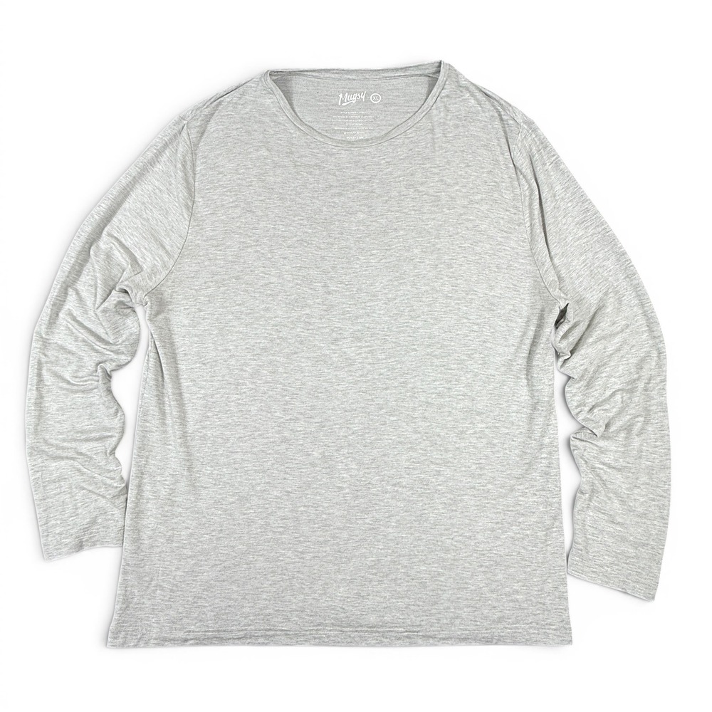Mugsy Jeans Mens XL Long Sleeve Cashtech Crewneck Tee Heather Gray Cashmere Soft
